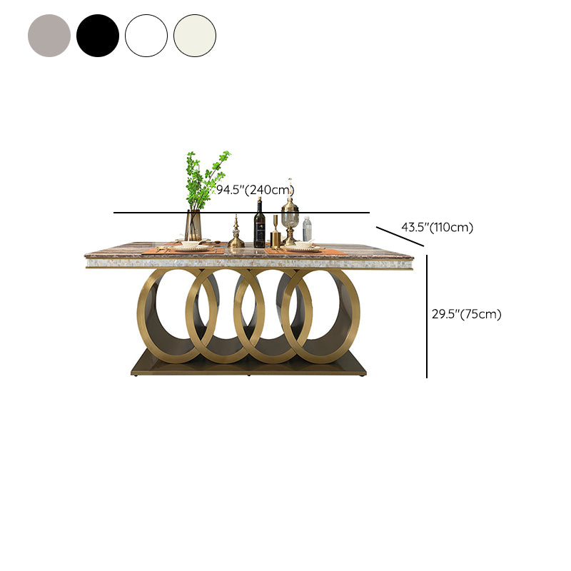 Traditional Luxury Dining Table Marble Rectangle Fixed Table for Home