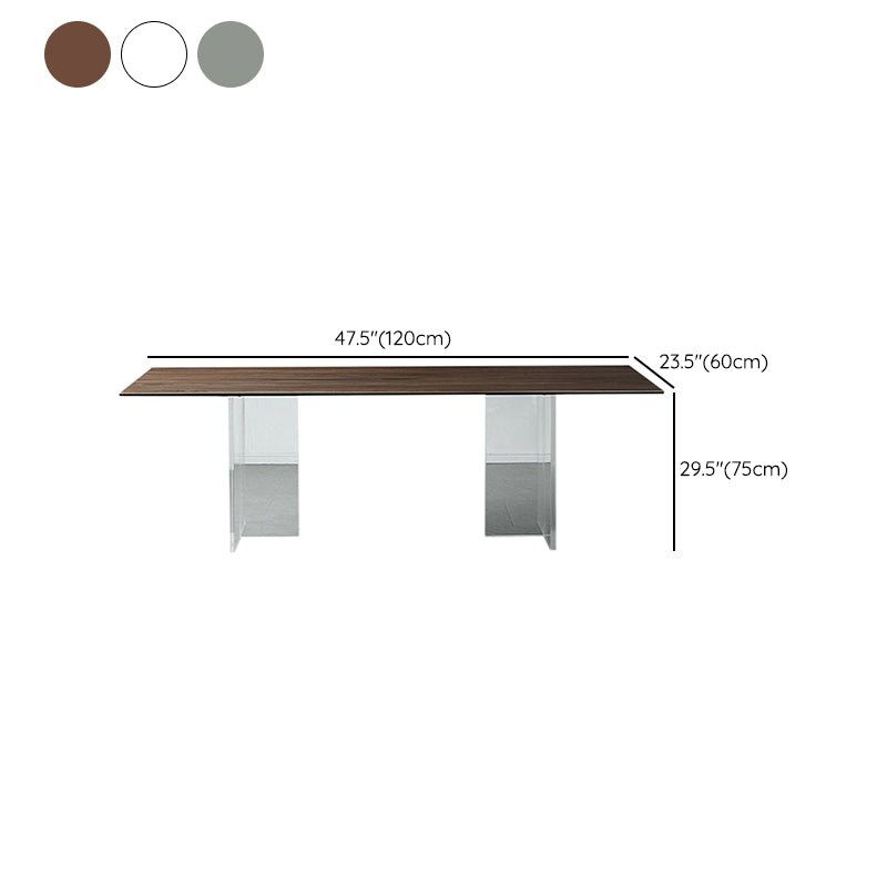 Rectangle Dining Table Acrylic Base Table for Kitchen Dining Room