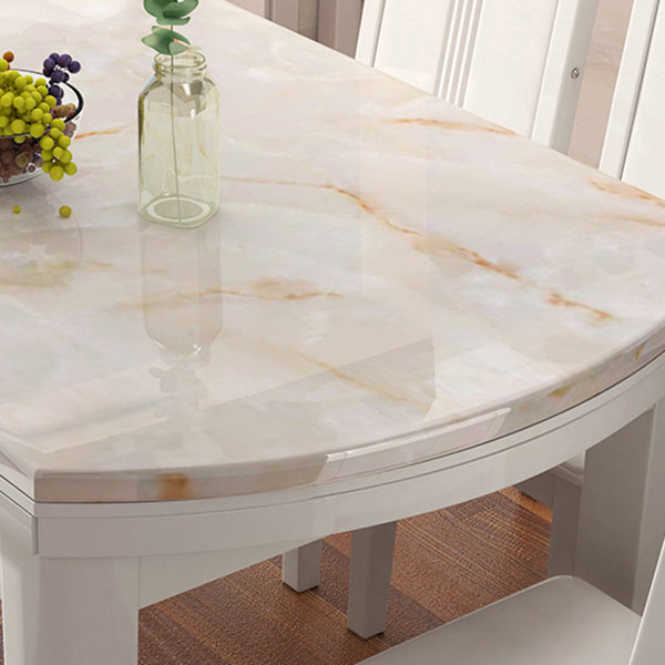 Simplicity Style Dining Site Table Rectangle Faux Marble Furniture with Drop-Leaf