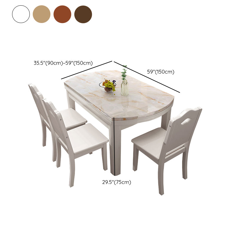 Simplicity Style Dining Site Table Rectangle Faux Marble Furniture with Drop-Leaf