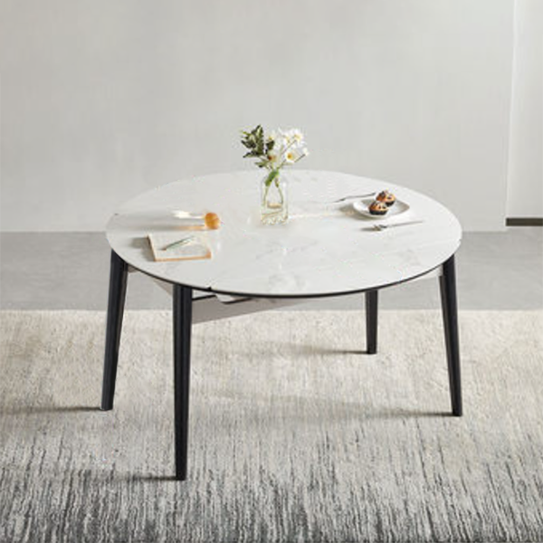 Stone Dining Table Round 4 Legs Dining Site Table, 51.18"x51.18"x29.9"