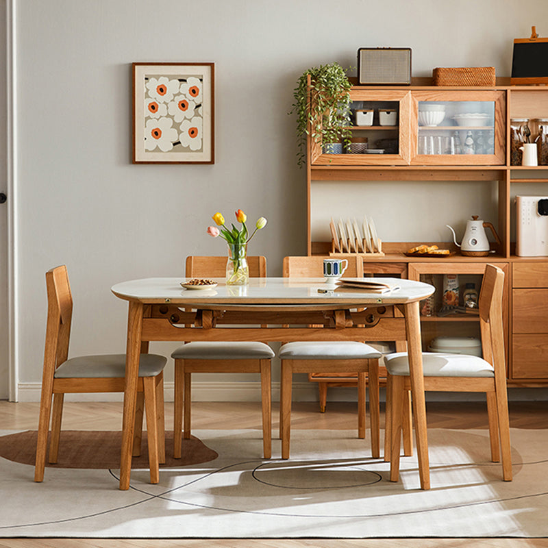Stone Dining Table Round 4 Legs Dining Site Table, 51.18"x51.18"x29.9"