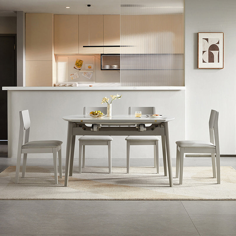 Stone Dining Table Round 4 Legs Dining Site Table, 51.18"x51.18"x29.9"