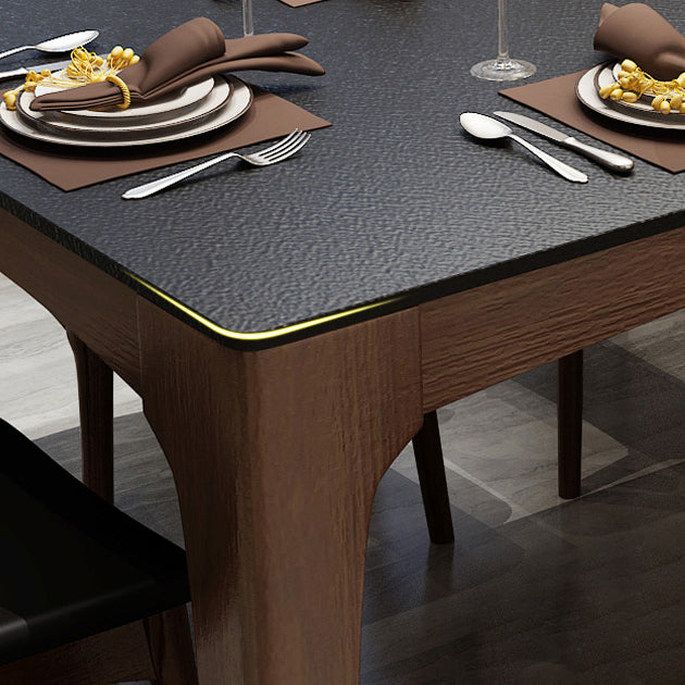 Rectangle Sintered Stone Dining Table Solid Wood Frame Dining Table