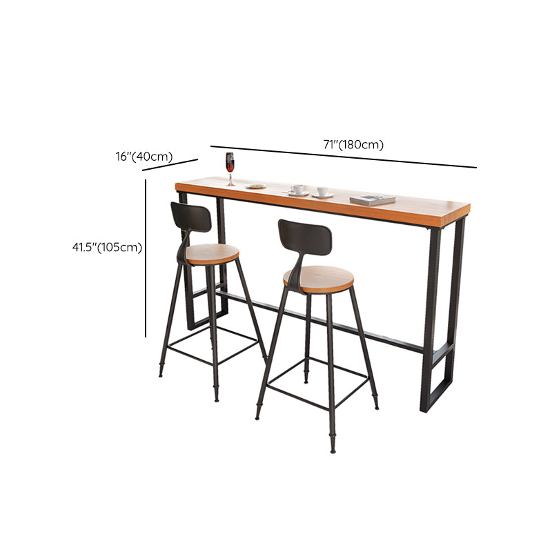 Solid Wood Bar Table Industrial Rectangle Bar Table with Black Legs