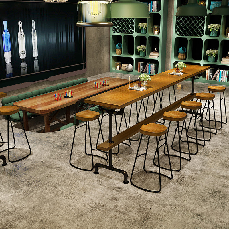 Industrial Bar Height Pub Table Iron Frame Counter Height Dining Table