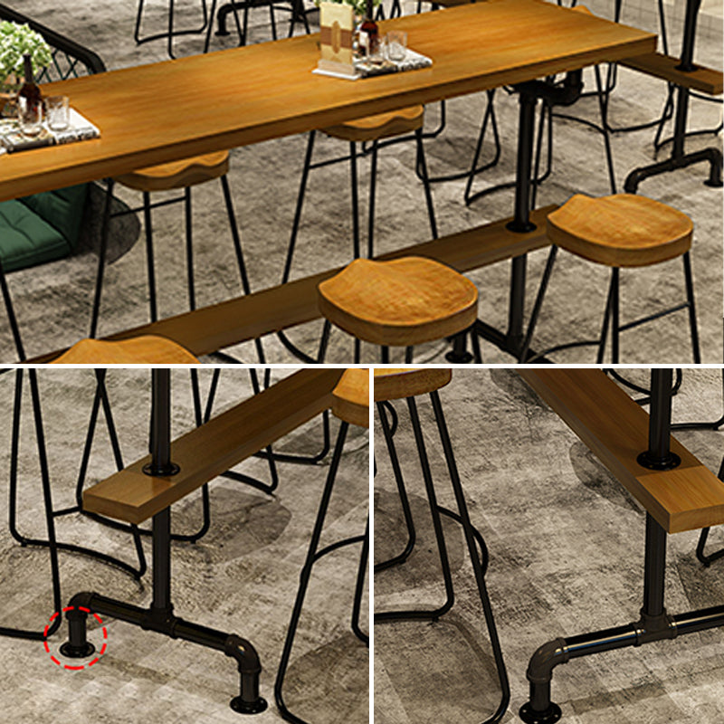 Industrial Bar Height Pub Table Iron Frame Counter Height Dining Table
