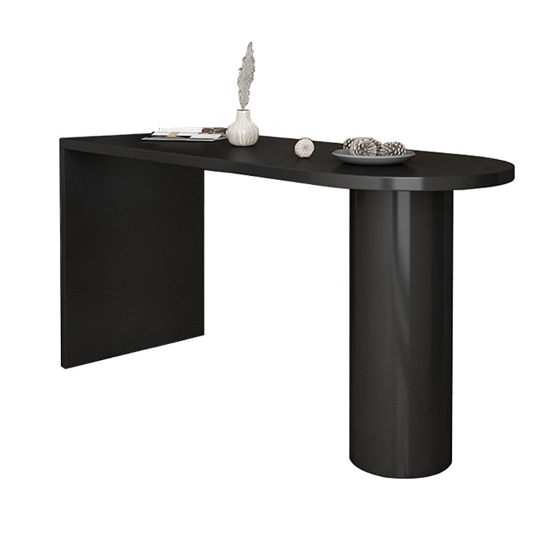 Faux Wood Bar Table Modern Double Pedestal Pub Table for Patio Use