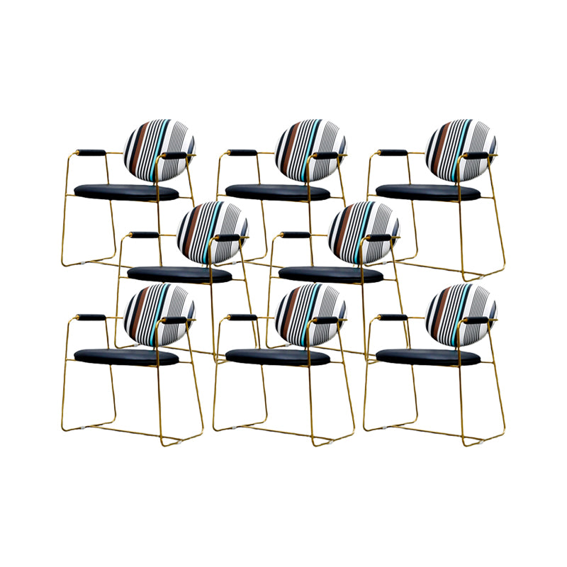 PU Leather Upholstered Dining Arm Chair Open Back Chair with Stainless Steel Frame