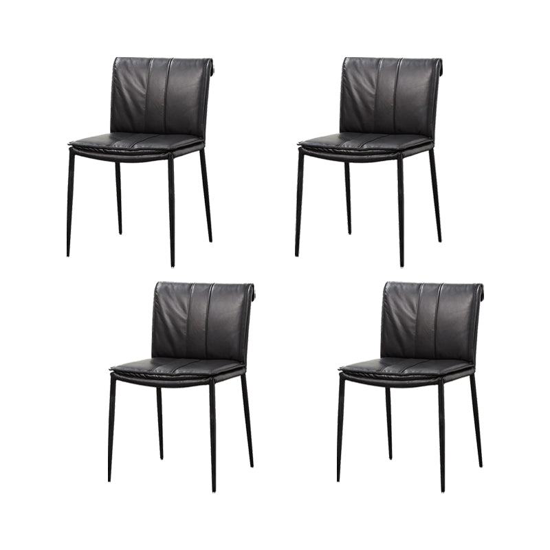 Indoor Leather Upholstered Dining Side Chair Metal Legs Dining Chair