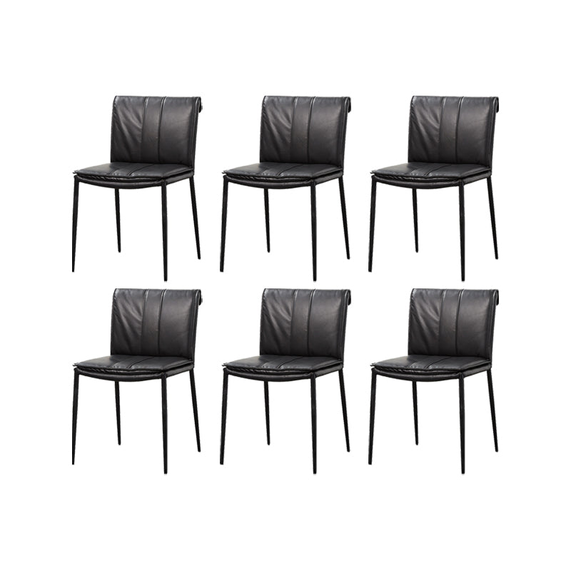 Indoor Leather Upholstered Dining Side Chair Metal Legs Dining Chair