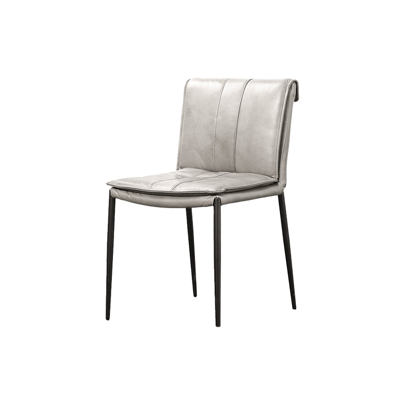 Indoor Leather Upholstered Dining Side Chair Metal Legs Dining Chair