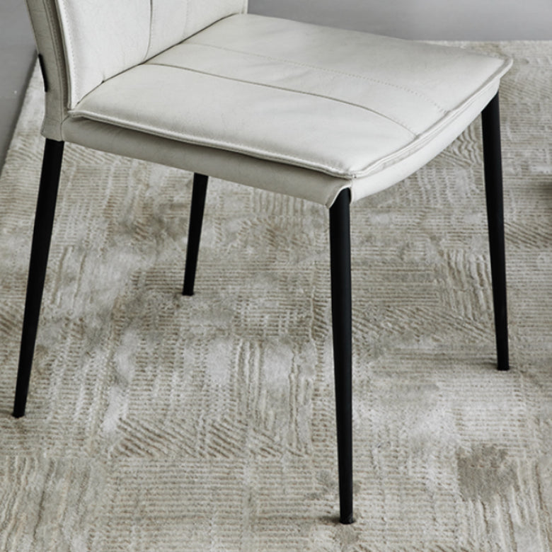 Indoor Leather Upholstered Dining Side Chair Metal Legs Dining Chair