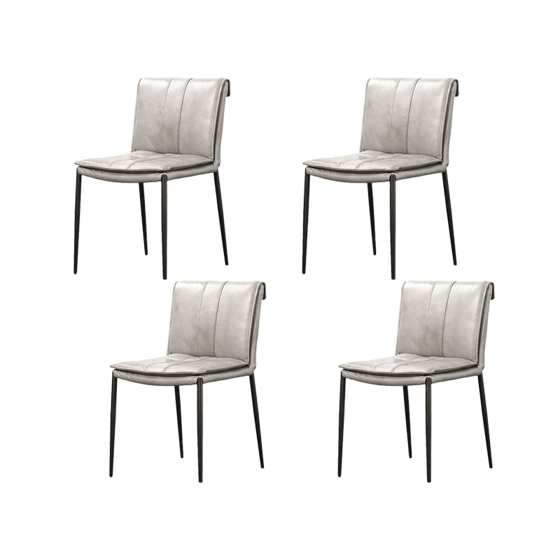 Indoor Leather Upholstered Dining Side Chair Metal Legs Dining Chair