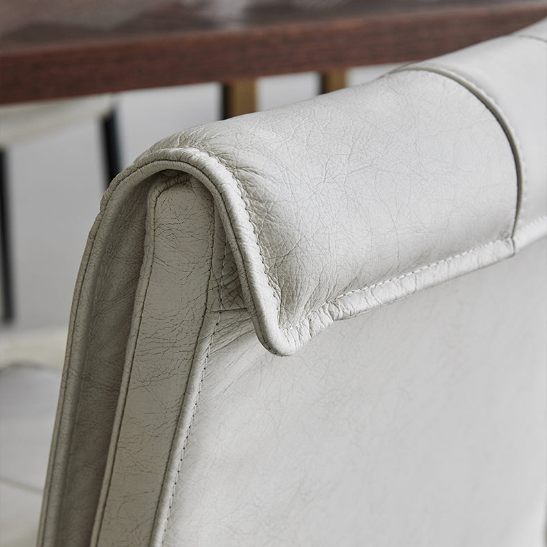 Indoor Leather Upholstered Dining Side Chair Metal Legs Dining Chair