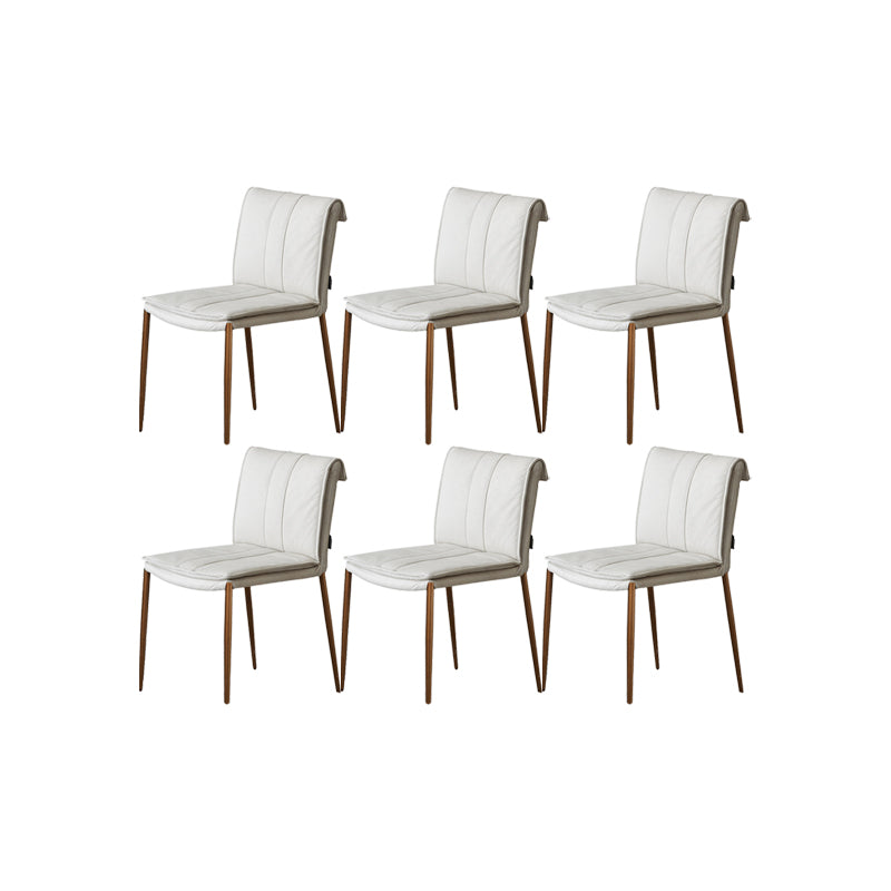 Indoor Leather Upholstered Dining Side Chair Metal Legs Dining Chair