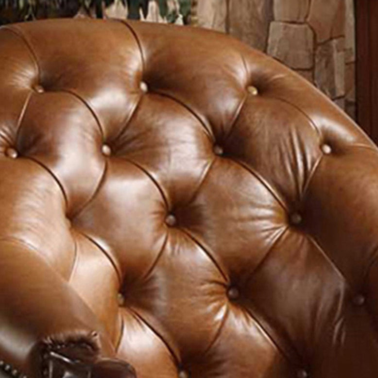 Indoor Solid Wood Frame Dining Chair Leather Upholstered Arm Chair