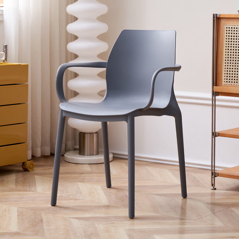 Contemporary Style Chair Metal Solid Back Dining Chair for Indoor