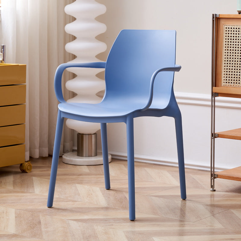 Contemporary Style Chair Metal Solid Back Dining Chair for Indoor