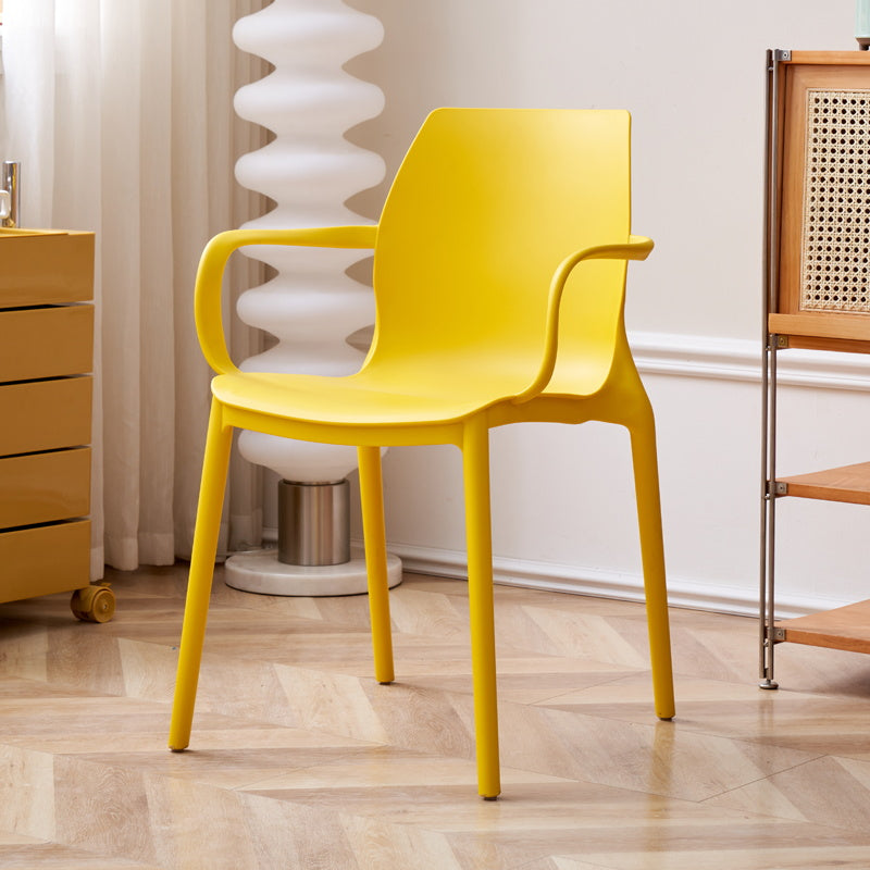 Contemporary Style Chair Metal Solid Back Dining Chair for Indoor