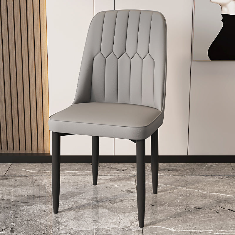 Modern Backrest Armless Cushion Chair with Metal Legs for Dining Room