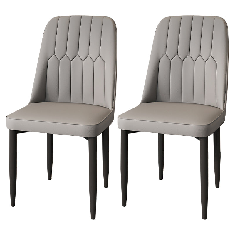 Modern Backrest Armless Cushion Chair with Metal Legs for Dining Room
