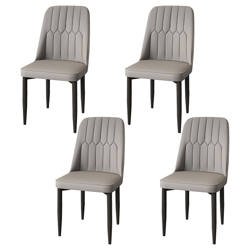 Modern Backrest Armless Cushion Chair with Metal Legs for Dining Room