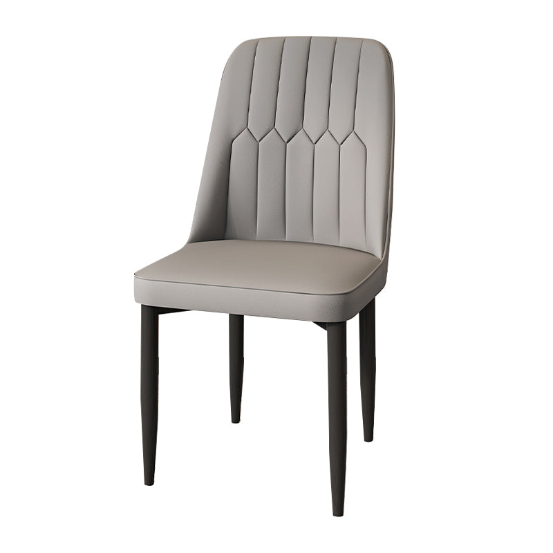 Modern Backrest Armless Cushion Chair with Metal Legs for Dining Room