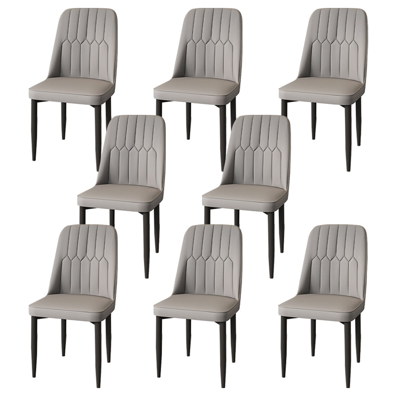 Modern Backrest Armless Cushion Chair with Metal Legs for Dining Room