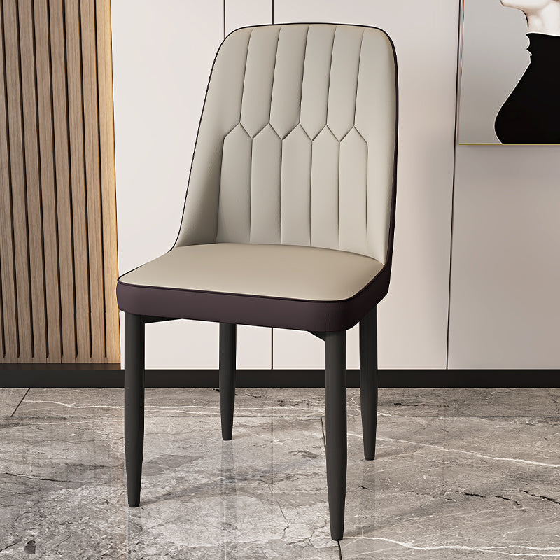 Modern Backrest Armless Cushion Chair with Metal Legs for Dining Room