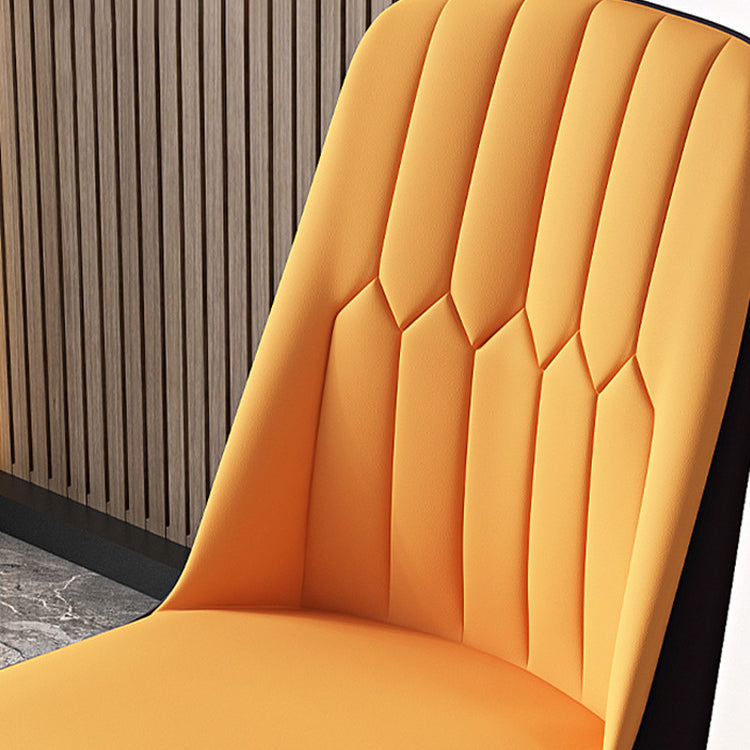 Modern Backrest Armless Cushion Chair with Metal Legs for Dining Room
