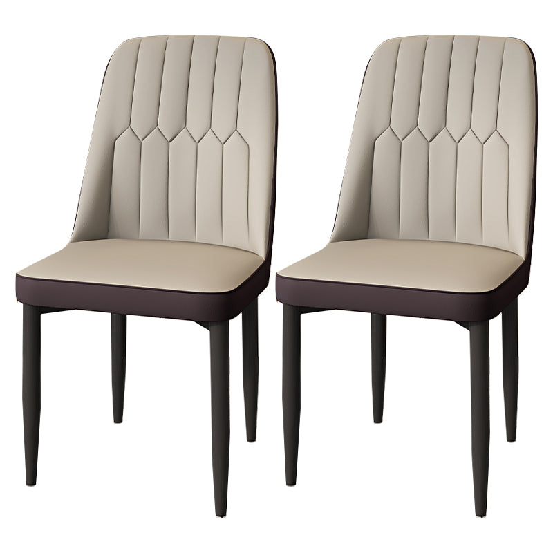 Modern Backrest Armless Cushion Chair with Metal Legs for Dining Room