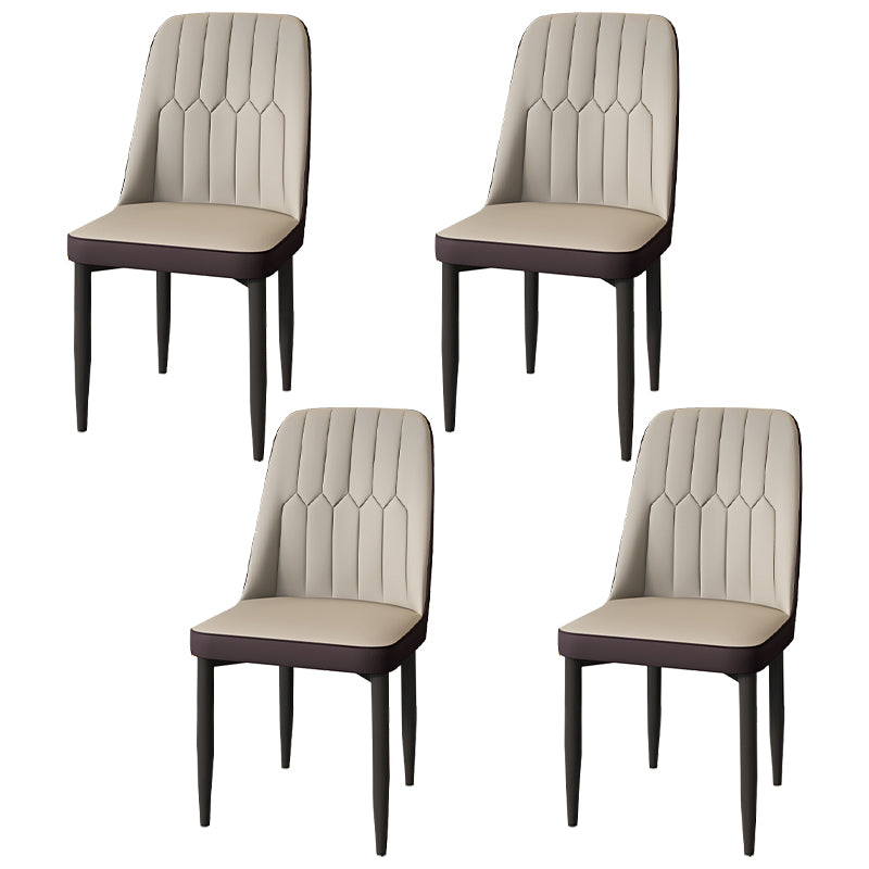 Modern Backrest Armless Cushion Chair with Metal Legs for Dining Room
