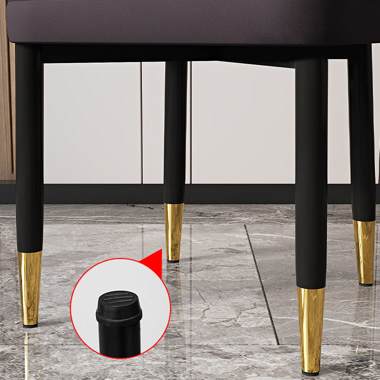 Modern Backrest Armless Cushion Chair with Metal Legs for Dining Room