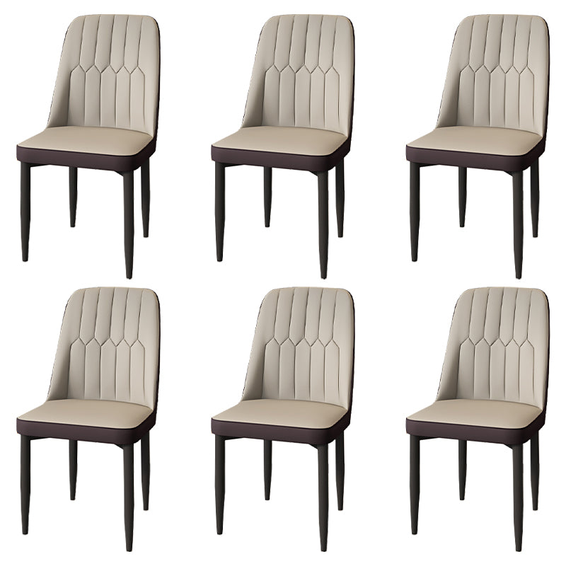Modern Backrest Armless Cushion Chair with Metal Legs for Dining Room