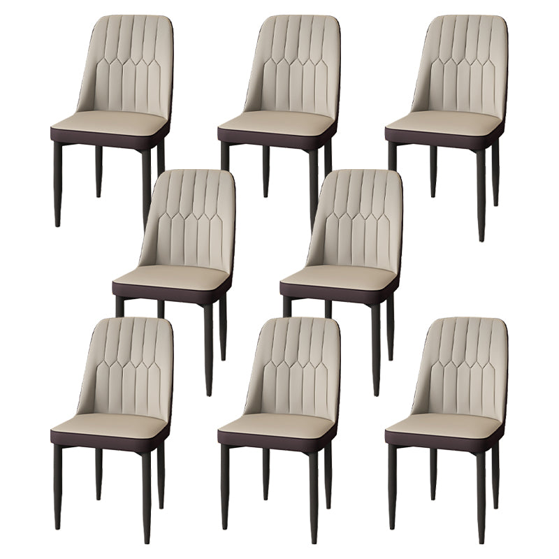 Modern Backrest Armless Cushion Chair with Metal Legs for Dining Room