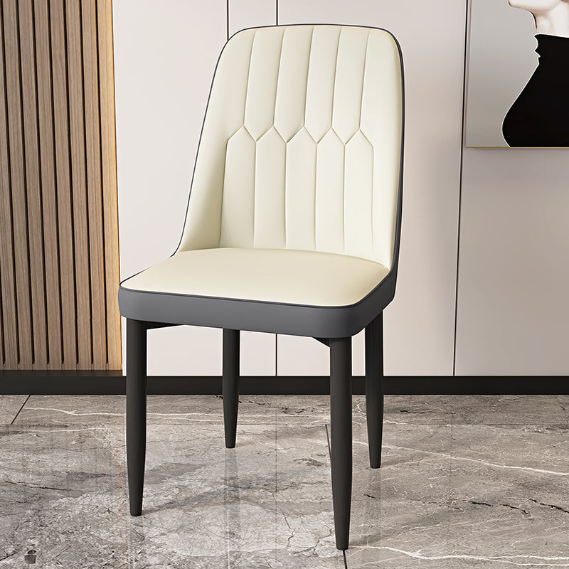 Modern Backrest Armless Cushion Chair with Metal Legs for Dining Room