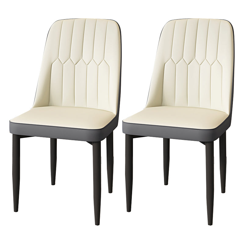 Modern Backrest Armless Cushion Chair with Metal Legs for Dining Room