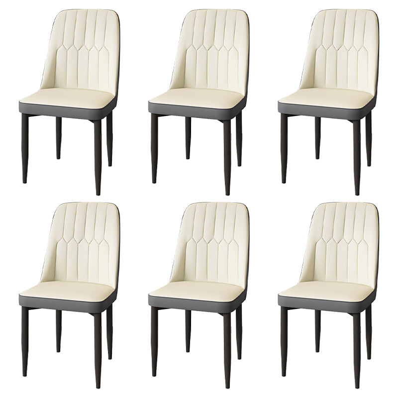 Modern Backrest Armless Cushion Chair with Metal Legs for Dining Room