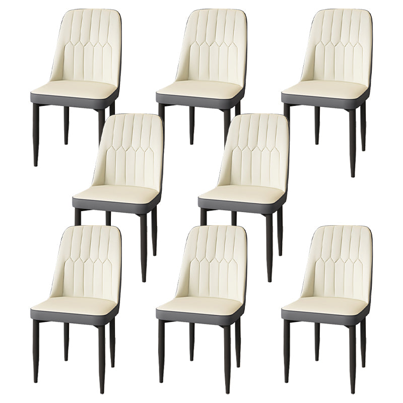 Modern Backrest Armless Cushion Chair with Metal Legs for Dining Room