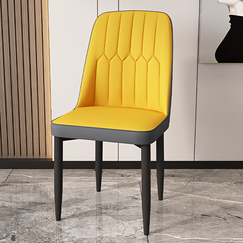 Modern Backrest Armless Cushion Chair with Metal Legs for Dining Room