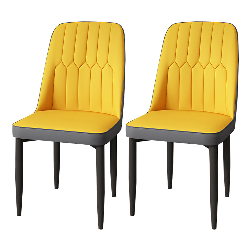 Modern Backrest Armless Cushion Chair with Metal Legs for Dining Room