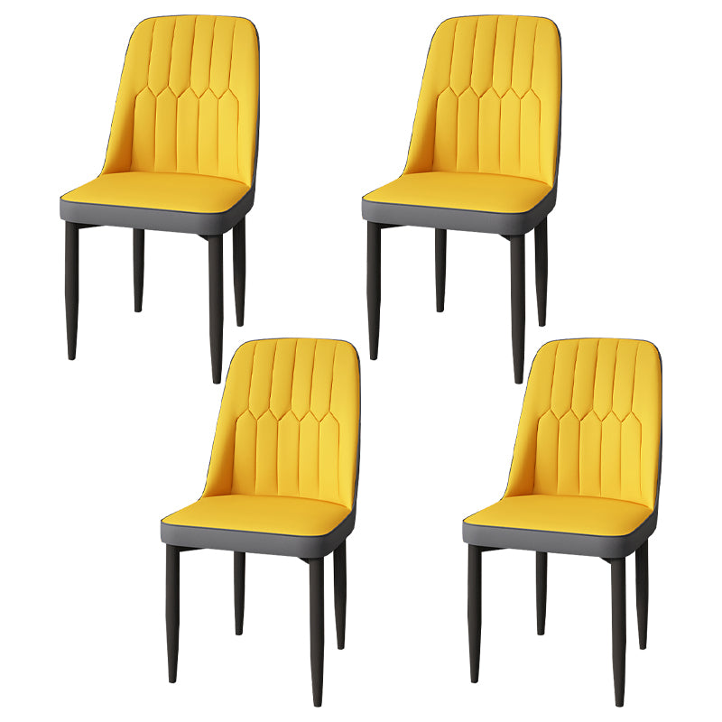 Modern Backrest Armless Cushion Chair with Metal Legs for Dining Room