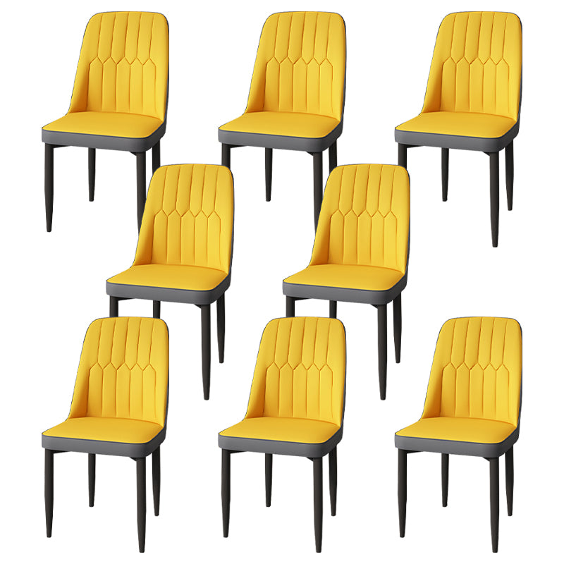 Modern Backrest Armless Cushion Chair with Metal Legs for Dining Room