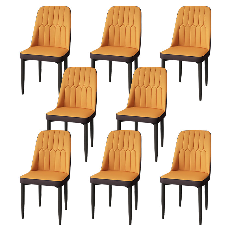 Modern Backrest Armless Cushion Chair with Metal Legs for Dining Room