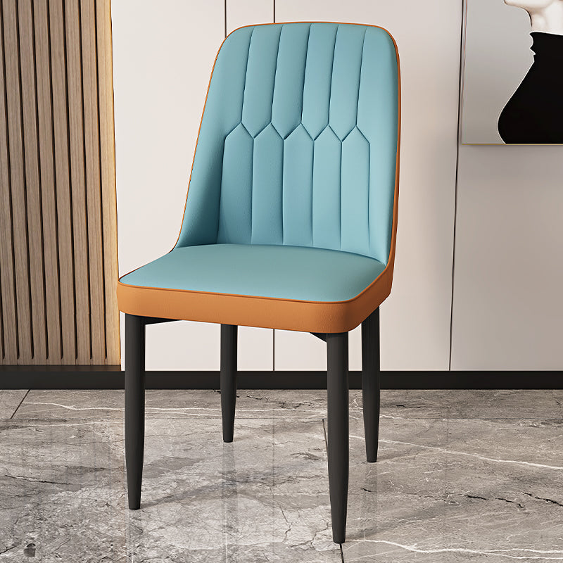 Modern Backrest Armless Cushion Chair with Metal Legs for Dining Room