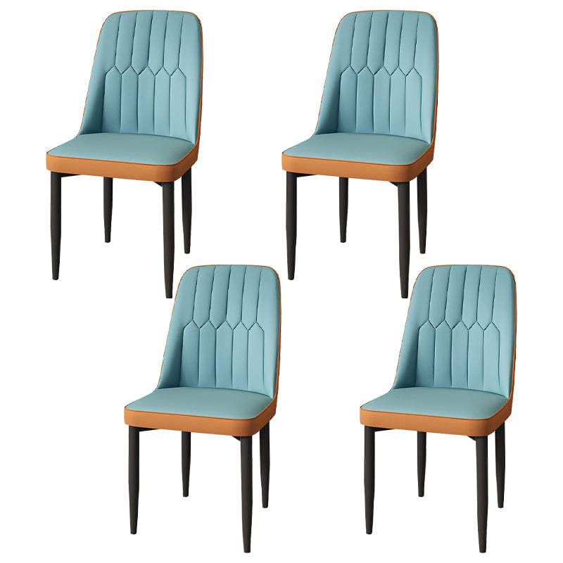 Modern Backrest Armless Cushion Chair with Metal Legs for Dining Room
