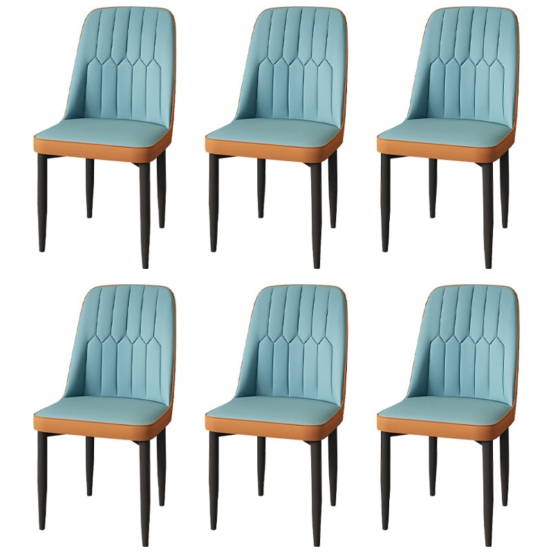Modern Backrest Armless Cushion Chair with Metal Legs for Dining Room