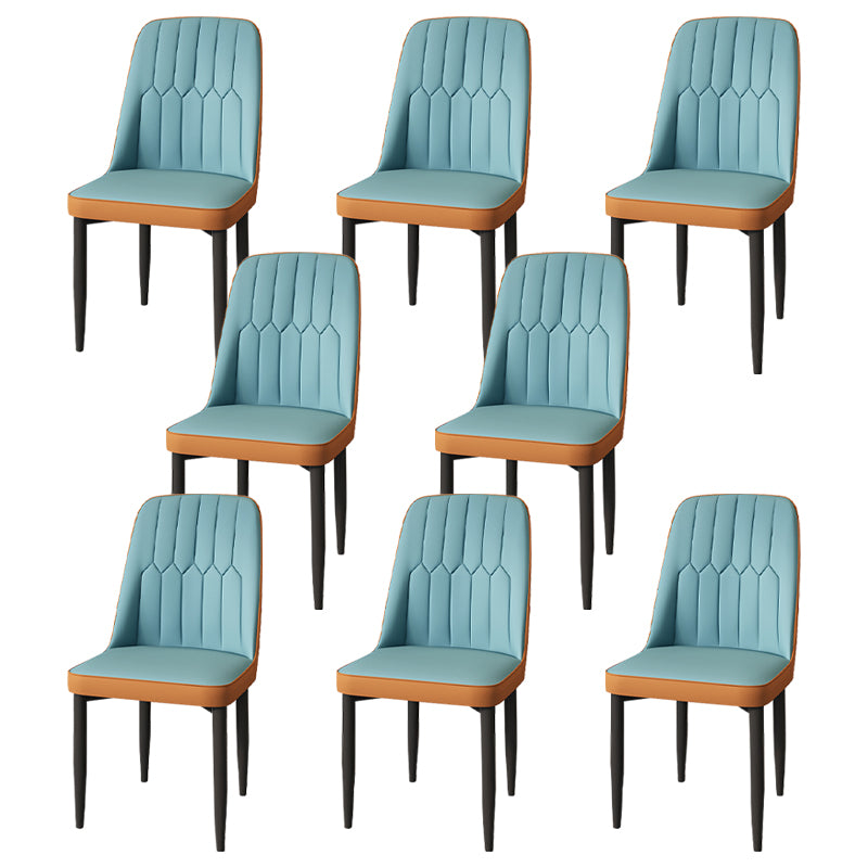 Modern Backrest Armless Cushion Chair with Metal Legs for Dining Room