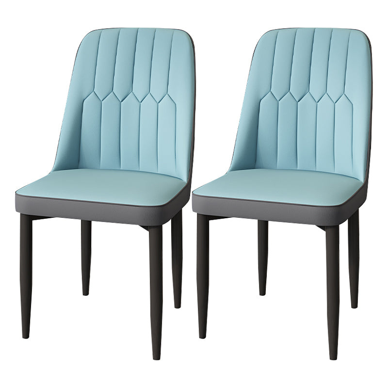 Modern Backrest Armless Cushion Chair with Metal Legs for Dining Room